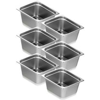 KFFKFF 6 Pack 1/2 Size Steam Table Pan, Deep Stainless Steel Hotel Pan, 0.8mm, 6-Inch Depth Professional Serving Pan, Food Holding Pan for Catering and Buffet Server