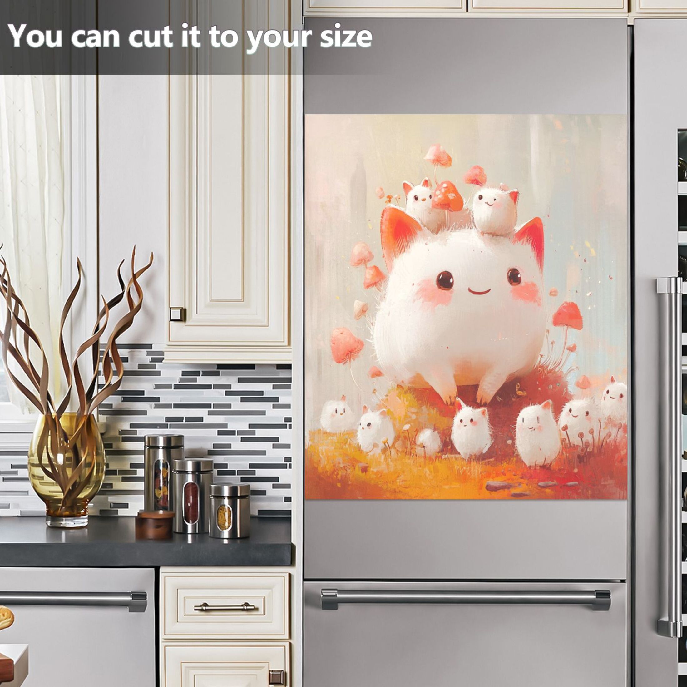 Dishwasher Magnetic Sticker 23x26 Inch Refrigerator Magnetic Sticker Washing Machine Magnetic Sticker Kitchen Panel Magnetic Sticker Home Decor White Cartoon Monster