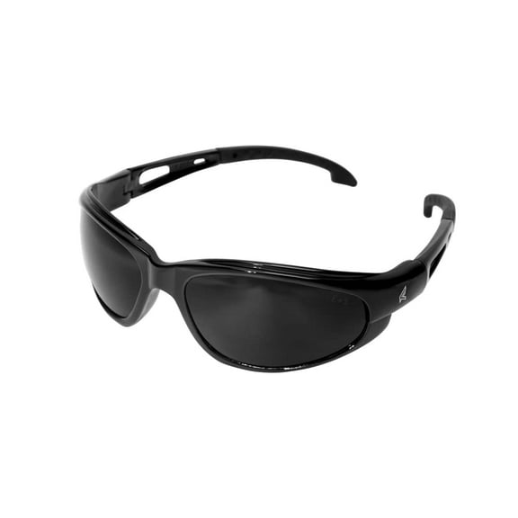 Edge SW116 Dakura Wrap-Around Safety Glasses, Anti-Scratch, Non-Slip, UV 400, Military Grade, ANSI/ISEA & MCEPS Compliant, 5.04" Wide, Black Frame/Smoke Lens