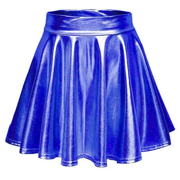 HCURIBAD Clearance! Womens Sequin Skirt Sparkly Skirt for Women Ruffle Skirt Glitter Skirt Shiny Skirt Pleated Skirt One Pack Blue L
