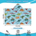 thumbnail image 2 of Blue Cartoon Dinosaurs Names Pattern Hooded Bath Towel，50"x30" for Ages 3 To 12 Kids, Quick Dry Lightweight Soft Microfiber Hood Beach Towel Cover Up for Kids, 2 of 7