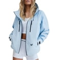 thumbnail image 2 of Zeijnsda Womens Jackets Windbreaker Waterproof Hooded Jackets Solid Color Long Sleeved Zip Up Outerwear Casual Outdoor Hiking Coat with Multi Pockets, 2 of 6