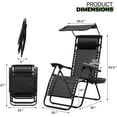 thumbnail image 3 of NALYL Zero Gravity Chair with Canopy Set of 2, Reclining Outdoor Patio Lounge Chair, Folding Anti Gravity Recliner, Portable Lounger with Removable Cup Holder Side Tray and Pillow Headrest (Black), 3 of 9