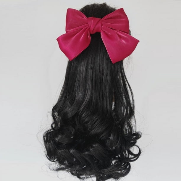 Peluca (1 lazo) Peluca de fiesta con accesorio para el cabello para mujeres y niñas, pelucas onduladas largas, peluca de pelo sintético, peluca de cosplay para fiesta