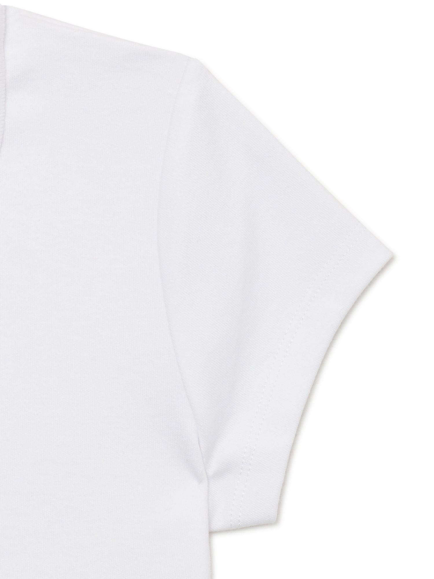 Wonder Nation Girls School Uniform Short Sleeve Interlock Ruffle Polo Shirt, Sizes 4-18