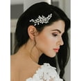 thumbnail image 3 of SWEETV Rhinestone Bride Wedding Hair clip Silver Crystal Bridal Hair comb Sparkly Hair Piece Gem Hair Accessories for Women/Girls & Brides/Bridesmaids, 3 of 10