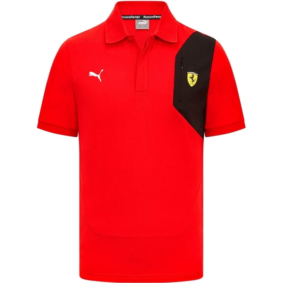 Scuderia Ferrari Men's Puma Small Shield Logo Polo Shirt-Red/Black