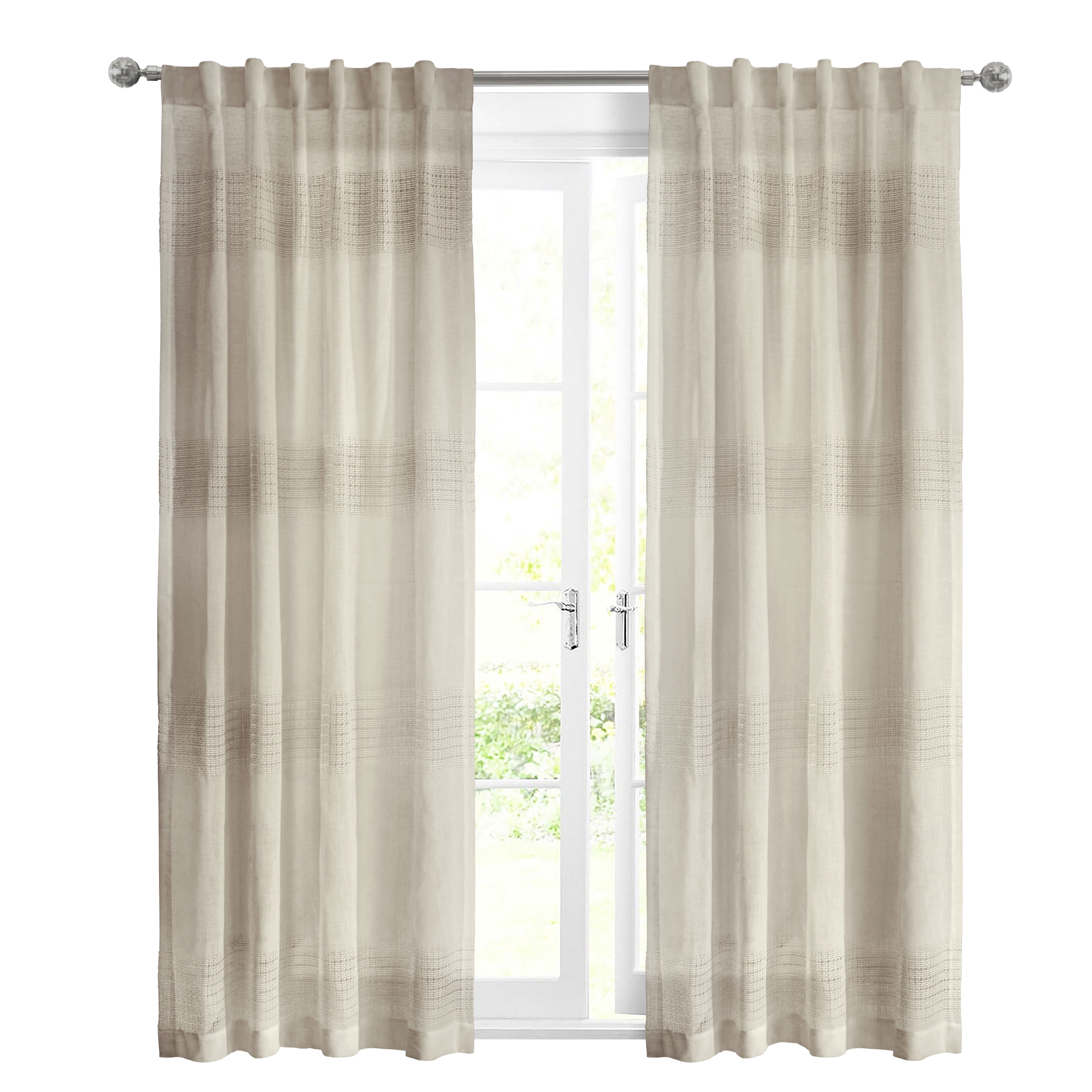 Leah Faux Linen Back Tab Curtain Panel 52" x 84" in Linen