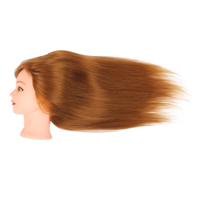 Cabeza de maniquí de pelo largo para entrenamiento de cosmetología, cabeza de maniquí de peluquería con cabello sintético real para peluquería