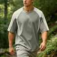 thumbnail image 4 of TKKCS Mens Raglan Half Sleeve T Shirt- Stretch Crew Neck Color Block Loose Fit Summer Casual Tees Green Size 2XL, 4 of 8