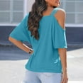 thumbnail image 6 of lmcalzta Tops for Women Trendy off Shoulder Short Sleeve Shirts Going out Casual Blouses Slim Fitted Summer 2024 Tee, 6 of 8
