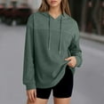 thumbnail image 4 of Waffle Knit Hoodies for Women 2025 Fall Winter Long Sleeve Casual Plain Hooded Sweatshirt Pullover Tops, 4 of 5