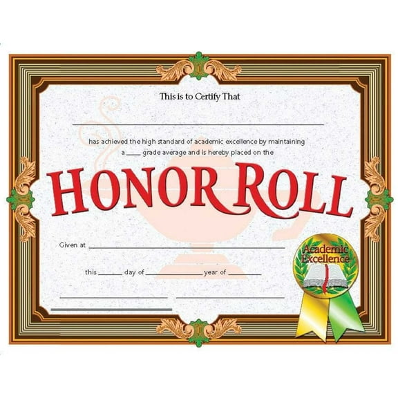 Office, School, Home, College Honor Roll Certificate Pack of 5