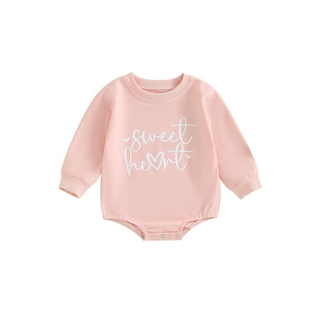 

Suealasg Baby Boys Girls Valentine’s Day Romper 3M 6M 12M 18M Toddler Spring Onesie Bodysuits Infant Boys Girls Letter Heart Print Long Sleeve Round Neck One Piece Jumpsuit