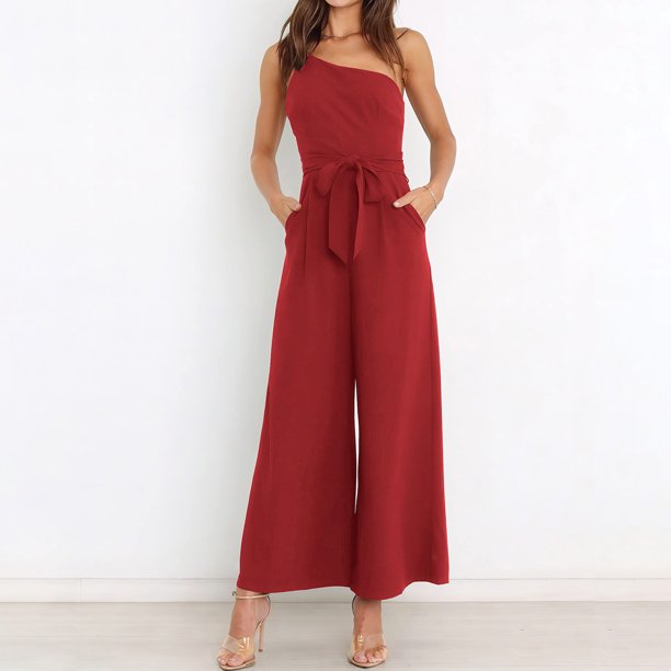 Traje de trabajo de oficina asimétrico con lazo sin espalda de color sólido para mujer FLhrweasw Nuevo