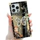 thumbnail image 1 of Funda compatible con iPhone de 16 a 6,1 pulgadas con purpurina de lujo, diseño de mariposa, plegable, con soporte, suave, con efecto espejo de policarbonato, antideslizante, para mujeres y niñas, 1 of 8