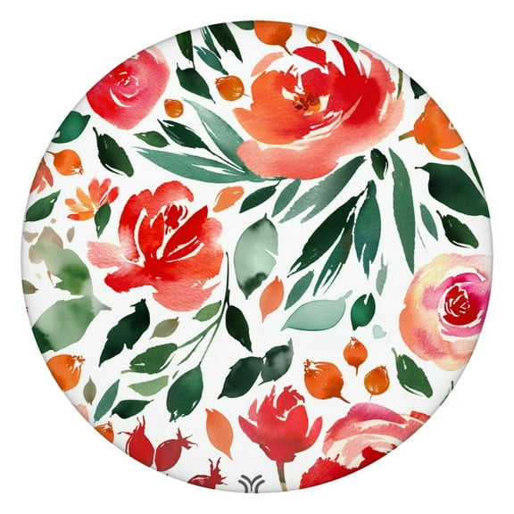 Water-Resistant Floral Print Tablecloth with Elastic Fit, Durable Polyester Fabric for Round Tables, Fits 44-52 Inch Diameter