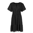 thumbnail image 2 of Bodycon Summer Dresses For Women, Eyelet Easter Dress Embroidery Lace V Neck Flutter Sleeve Boho Tunic Beach Wedding Guest Dresses Green Shirt Women Golf Dress (M, Black) ZMTing, 2 of 5