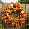 thumbnail image 2 of Guodhu Thanksgiving Maple Leaf Pumpkin Wreath for Front Door, Harvest Berry Acorn Decorative Ring, Fall Autumn Garland for Indoor Outdoor Hanging(Multicolor), 2 of 7