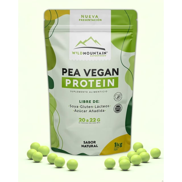 Wildmountain - Proteína Vegana de Chícharo 1 kg | Suplemento Alimenticio Natural Sin Azúcar, Soya, Gluten ni Lácteos.