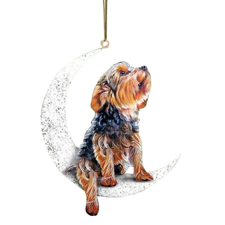 

FHKOEGHS Big Beads Chain Hot Chandelier Dog Christmas The On Creative Sitting Moon Pendant Decoration