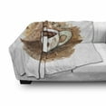 thumbnail image 3 of Tea Soft Flannel Fleece Throw Blanket, Hot Freshly Brewed Espresso Cup Cappuccino Latte Drinking Sketch Cafe Theme, Cozy Plush for Indoor and Outdoor Use, 70" x 90", Pale Caramel White, by Ambesonne, 3 of 6