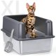 thumbnail image 1 of Caja de arena de acero inoxidable con lado alto XXL extragrande para gatos grandes y múltiples gatos antiadherente sin fugas de orina fácil de limpiar, 1 of 6