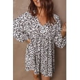 thumbnail image 5 of Women's Multicolour Leopard Print V Neck Mini Dress – Long Sleeve Casual Chic for Spring, XL, 5 of 10