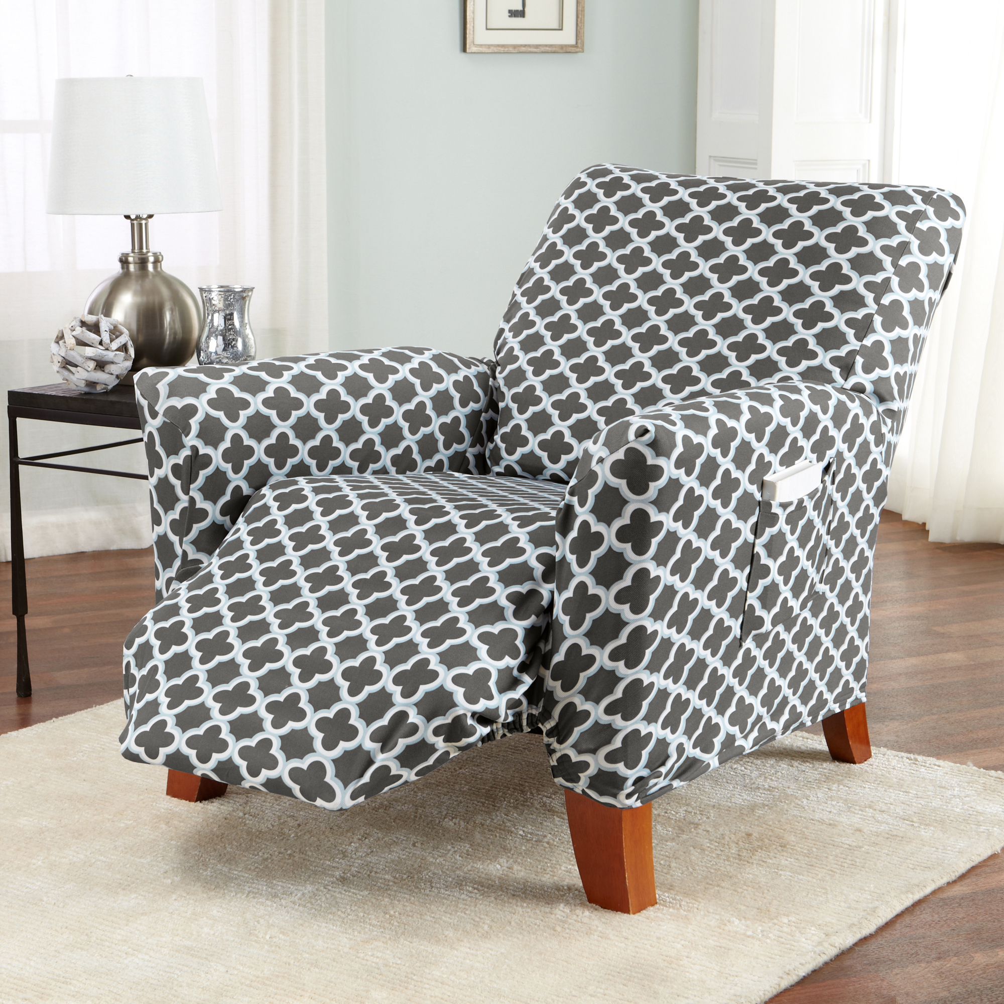Great Bay Home Stretch Printed Washable Recliner Slipcover (Recliner