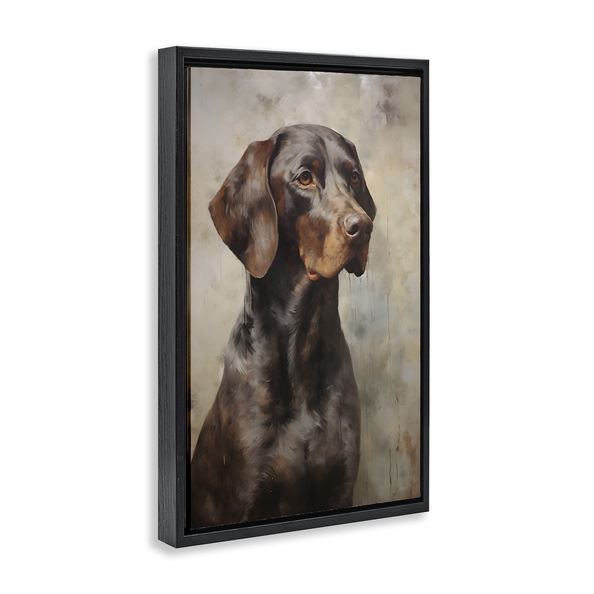 Stupell Industries Brown Labrador Visage Animals & Insects Painting Black Floater Framed Canvas Art Print Wall Art, 17 x 25