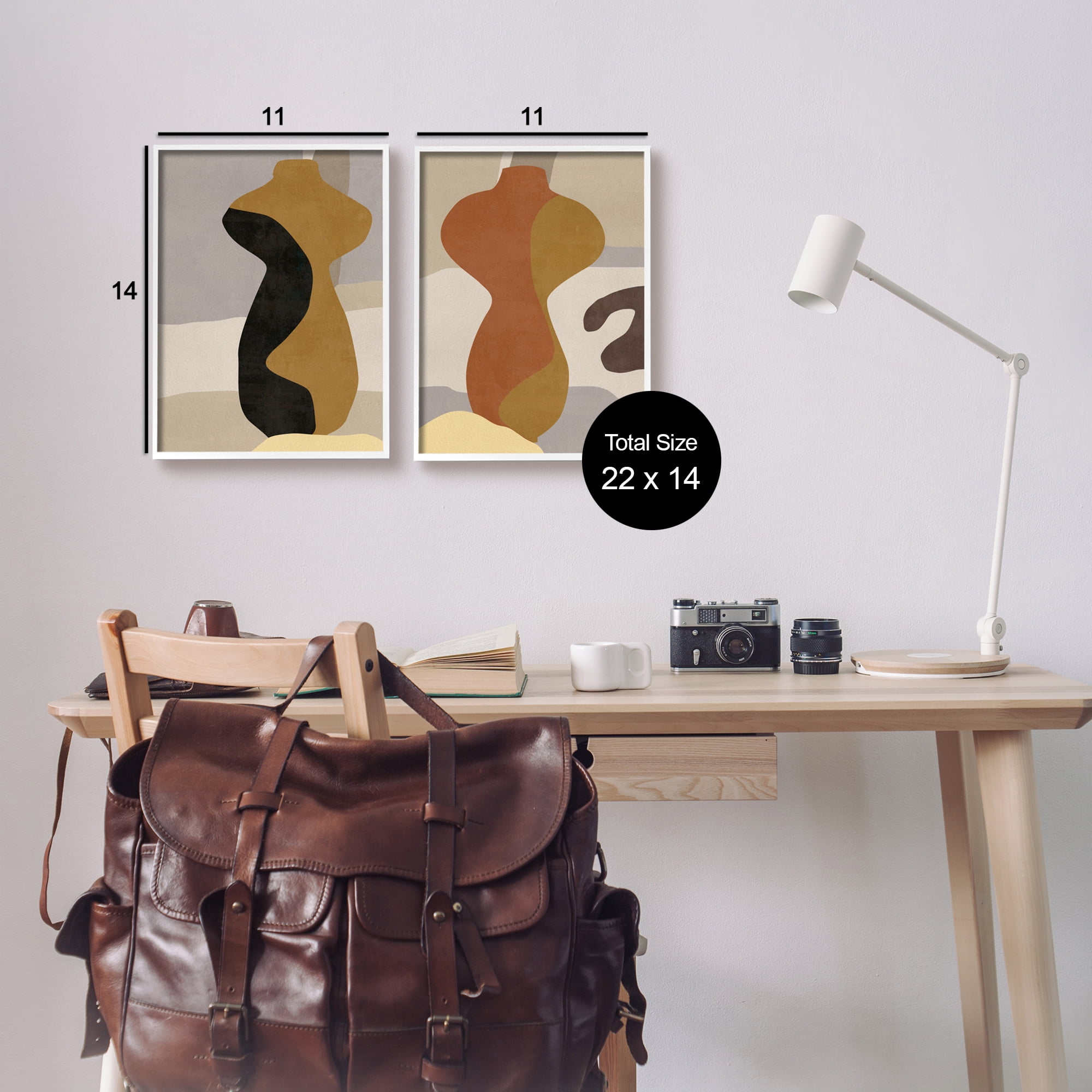 Stupell Industries Brown Boho Vases Abstract Painting White Framed Art Print Wall Art, 11 x 14