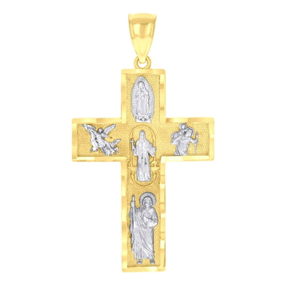 10k 10kt Two-tone Gold Mens Cross Religious Charm Pendant Pendant Necklace for Men