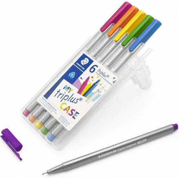 Staedtler 334 Triplus Fineliner Superfine Point Pens - 0.3mm - Tropical Wallet of 6