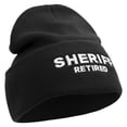 thumbnail image 4 of Made in USA Sheriff Retired Logo 12 Inch Solid Knit Cuff Long Beanie - Black OSFM, 4 of 5