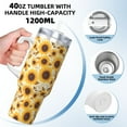 thumbnail image 3 of Goofa Brown Leaf Pattern Sunflower Print 40oz Ice Bully With Handle And Straw Stainless Steel Vacuum Insulated Cup And 2 In 1 Straw Lid, 3 of 8