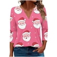 thumbnail image 2 of Craaazy Christmas Shirts for Women V-Neck 3/4 Sleeve Casual Fall Winter Christmas Tops Gifts, 2 of 5