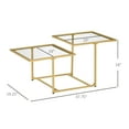 thumbnail image 3 of HOMCOM Coffee Table, Tempered Glass Coffee Table with 2 Square Tabletops, Modern Coffee Tables for Living Room, Bedroom, Gold, 3 of 8