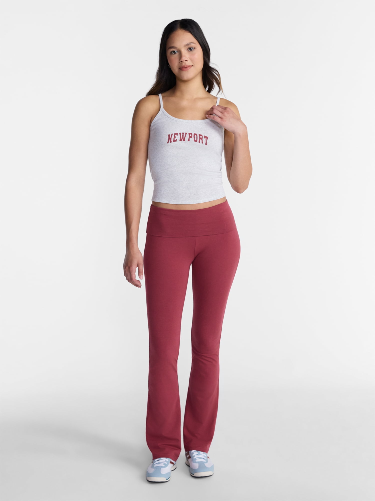 No Boundaries Flare Pants with Foldover Waistband, 32'' Inseam, Women's and Women's Plus XS-XXL