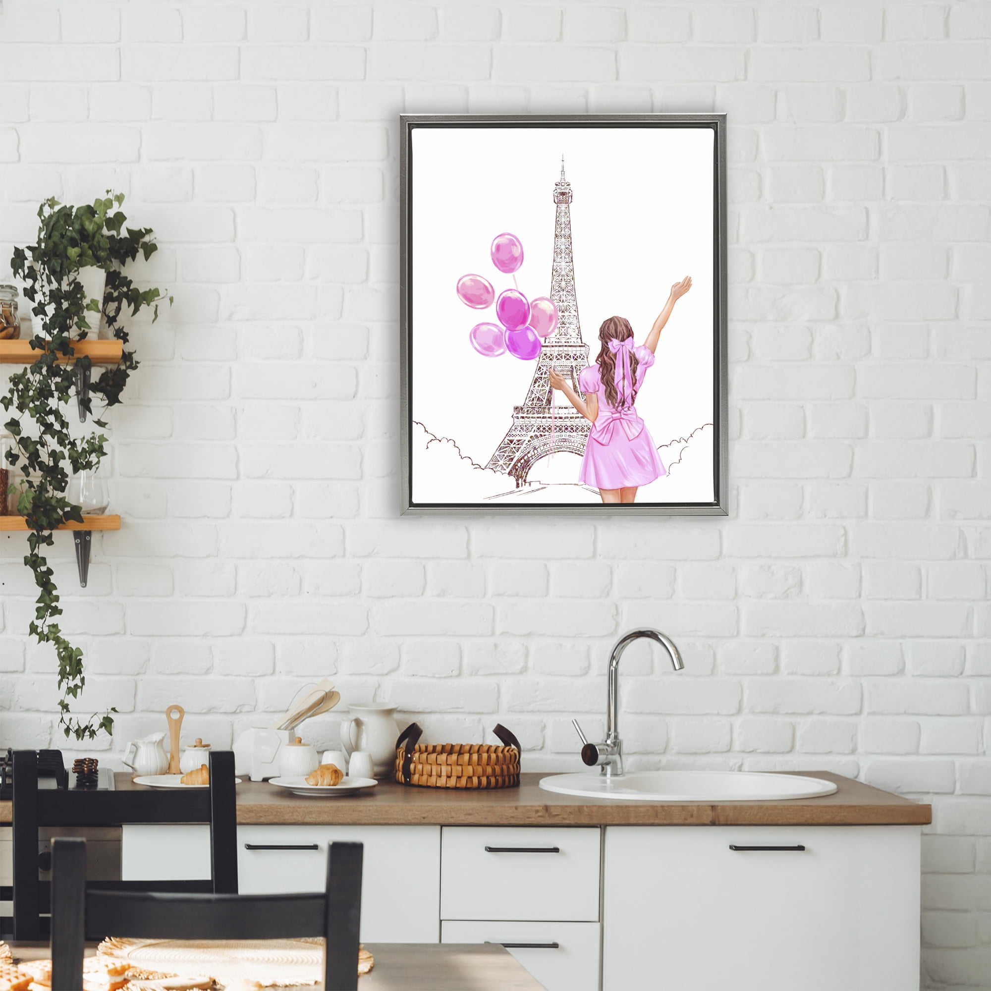 Stupell Industries Chic Paris Celebration Gray Framed Floater Canvas Wall Art, design by Ziwei Li