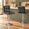 thumbnail image 6 of Bar Stools Set of 2, Counter Height Adjustable Swivel Barstools with Back, Modern PU Leather Tufted Square Bar Stools for Kitchen Island, Pub & Dining Room, 6 of 6