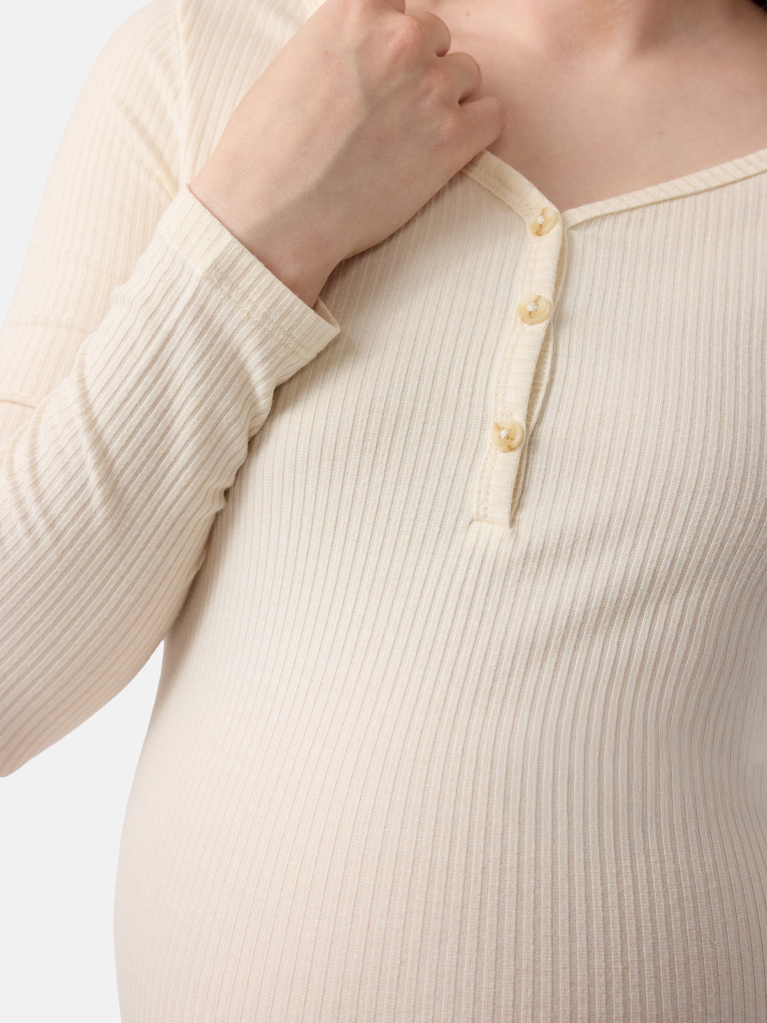 Ingrid & Isabel For Every Belly Women's Maternity Henley Shirt, Sizes S-XXL