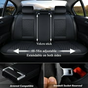 Coverado Black Car Seat Covers Full Set, Waterproof Faux Leather Auto Seat Protectors with Lumbar Support, Luxury Automotive Interior Accessories Universal Fit Most Cars SUV Trucks