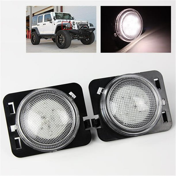 TurboMetal Clear LED Side Marker Lights for Jeep JK 20072015 White