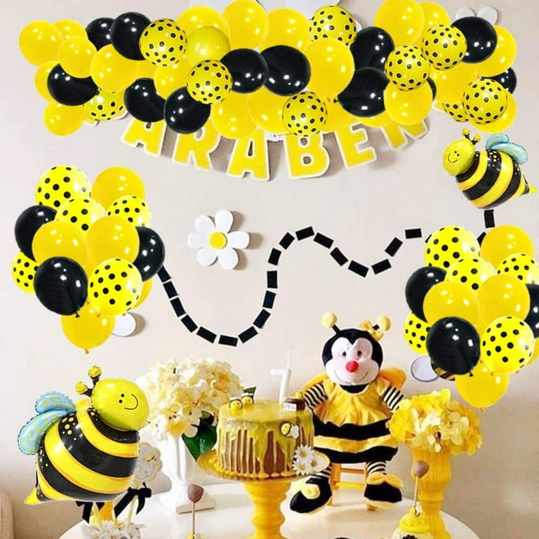 105pcs Bee Party Supplies with Bee Balloons for Bee Birthday Party Children's Day Baby Shower Party Decorations, Yellow