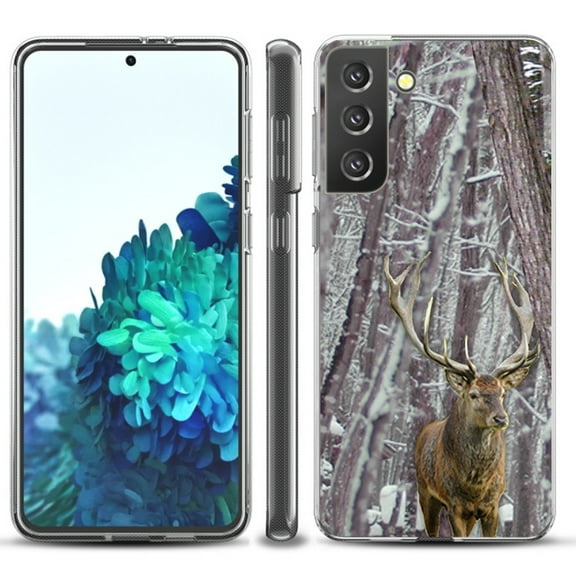 Slim-Fit TPU Protective Phone Case compatible with Samsung Galaxy S21  5G / S21 PLUS 5G, by OneToughShield ® - Deer/Snow/Camo