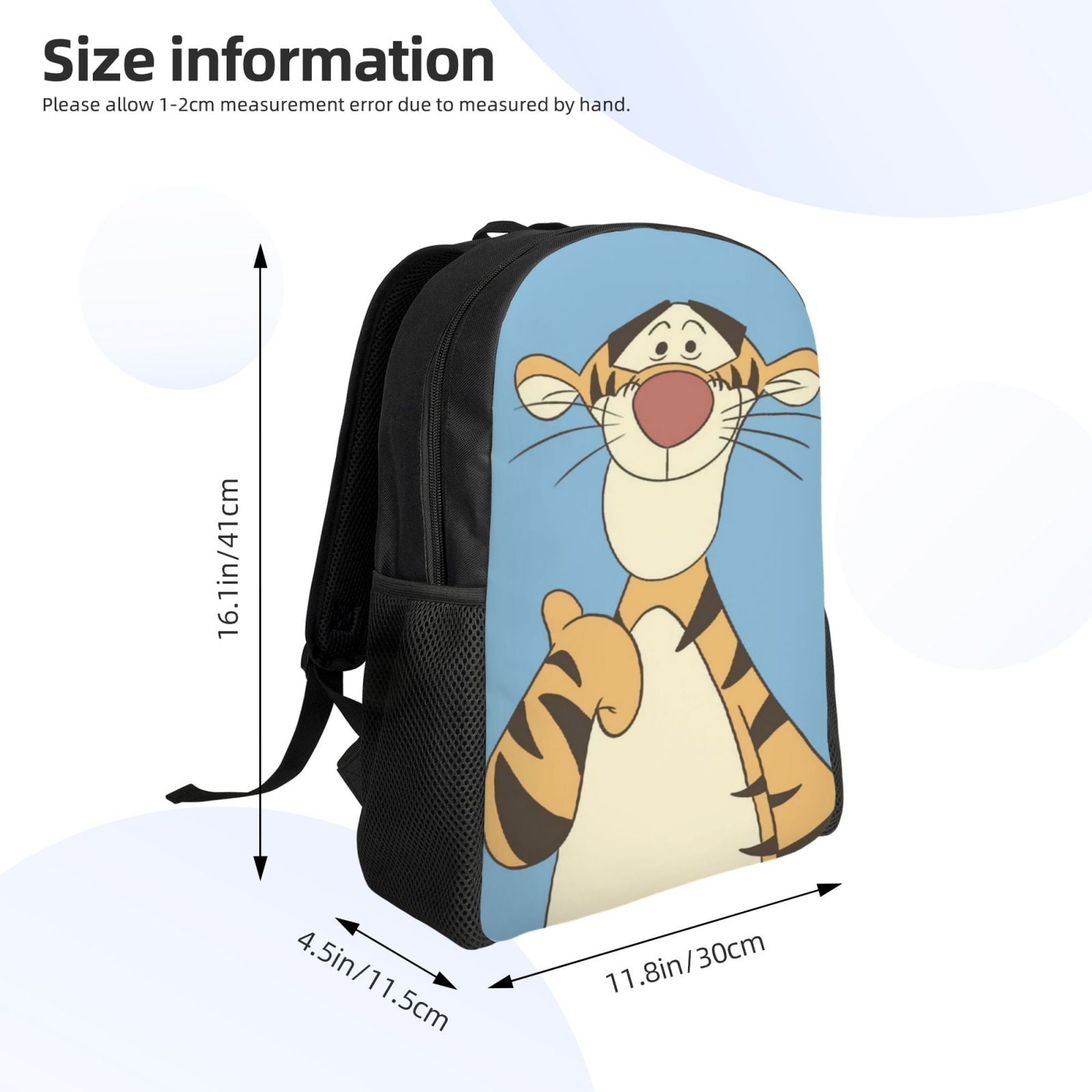 Tigger Cartoon Backpacks Lightweight Large Capacity Unisex Bookbag Anime Laptop Bag for Travel Hiking School