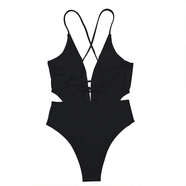 Traje de Baño Cómodo de Camisola de las Mujeres, Traje de Baño Sexy de Color Sólido de Moda para la Playa Y la Piscina