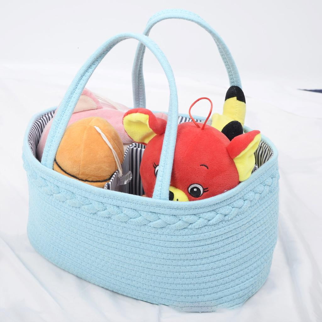 Osdhezcn Baby Diaper Caddy Organizer Portable Cotton Rope Mummy Carriage Nursery Storage Basket Bag Handbag for Changing Table Car Baby Shower Gift
