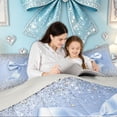 thumbnail image 4 of Meiyoeat Bow Sparkle Twin Comforter Sets for Kids Boys Girls, Fashion Princess Diamond Bedding Set, Blue Silver, Grey Reversible, 2 Pieces, 4 of 6