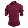 thumbnail image 5 of Men's Clearance Button Down Shirt Casual Regular-Fit Dress Shirts Men Dress Shirts Slim Fit Banded Collar Casual Button Down Shirt Long Sleeve Dress Shirts, 5 of 5